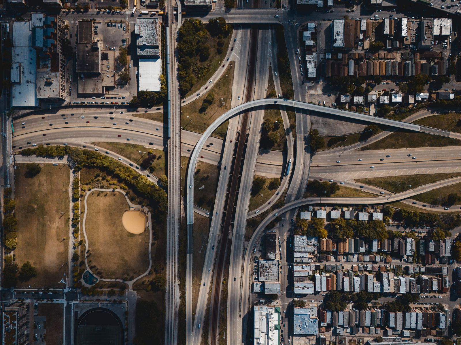 Aerial view of the road network around Cedar Park